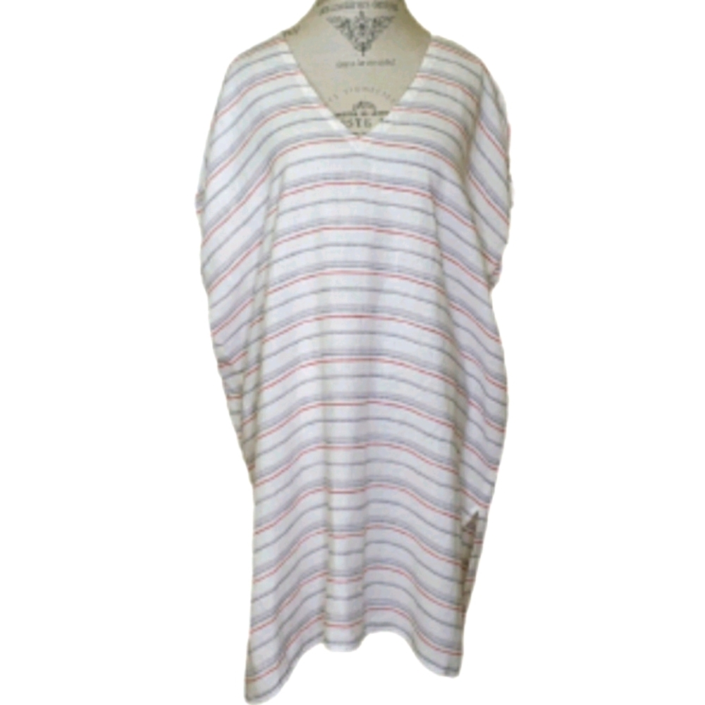 Eileen Fisher Organic Linen Striped Swim Coverup, L/XL.